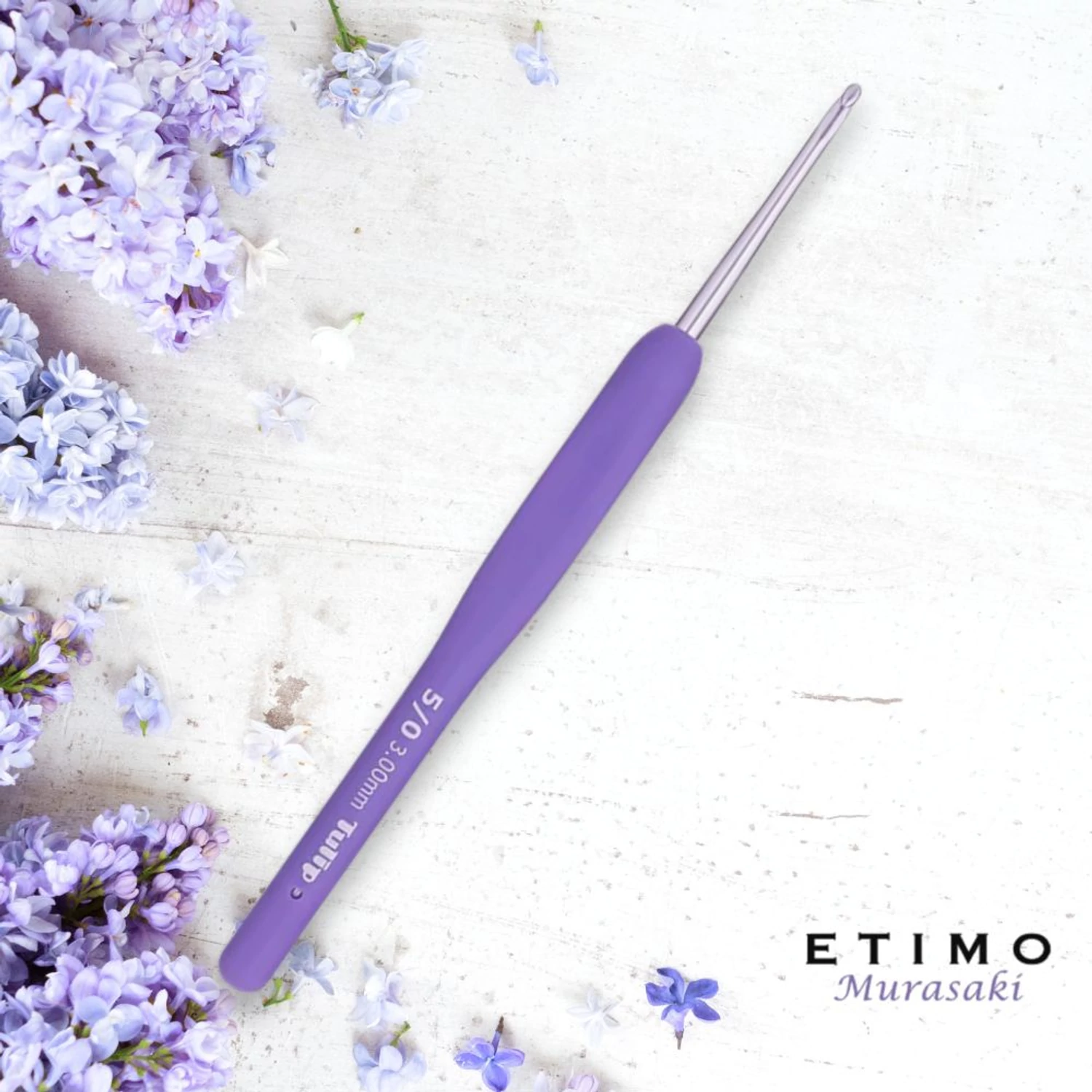Tulip Etimo Murasaki 3mm crochet hook with soft grip made in Japan