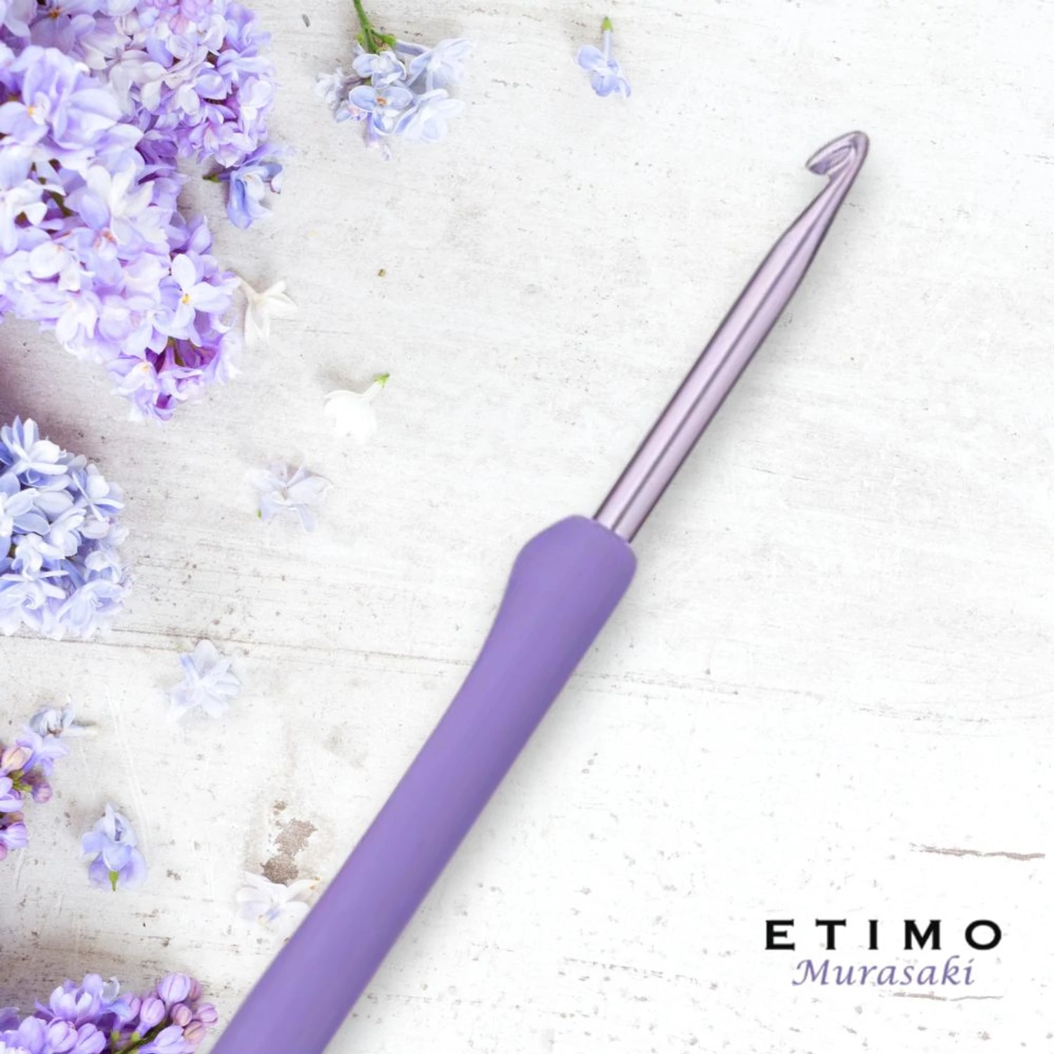 Tulip Etimo Murasaki 4.5mm crochet hook with soft grip made in Japan