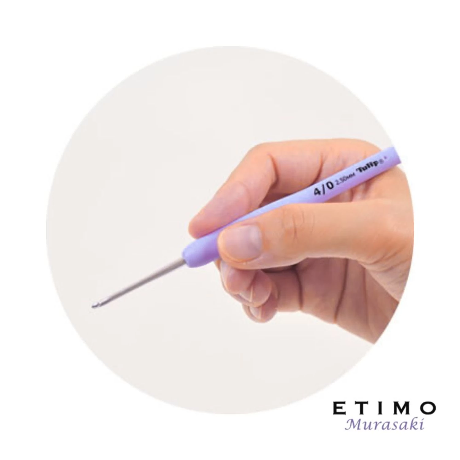 Tulip Etimo Murasaki 3mm crochet hook with soft grip made in Japan