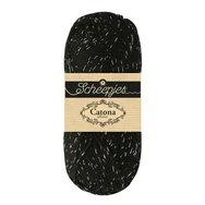 Scheepjes Catona Shine - 110 Jet Black - Gold - pamut fonal