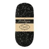 Scheepjes Catona Shine - 110 Jet Black - Silver - fényes pamut fonal