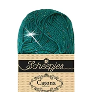 Scheepjes Catona Shine - 401 Dark Teal - Rainbow - csillogós pamut fonal