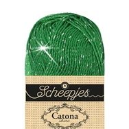 Scheepjes Catona Shine - 515 Emerald - Silver - csillogós pamut fonal