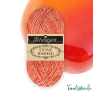 Scheepjes Stone Washed 843 Realgar Red - narancspiros pamut fonal