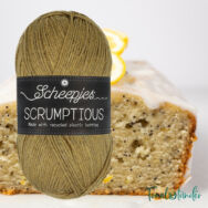 Scheepjes Scrumptious 327 Lemon Poppy Seed Loaf - sötét sárgászöld öko akril fonal - recycled green acrylic yarn blend - 2