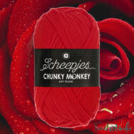 Scheepjes Chunky Monkey 1010 Scarlet - skarlátvörös akril fonal - red acrylic yarn - kep2