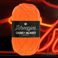 Scheepjes Chunky Monkey 1256 Neon Orange  - neon narancs akril fonal - red acrylic yarn - 2