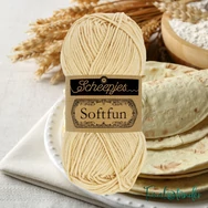 Scheepjes Softfun 2632 Tortilla -  light beige - sárgás drapp - pamut-akril fonal - yarn blend - 02