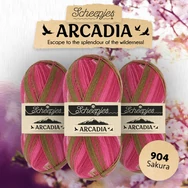 Scheepjes Arcadia 904 Sakura - rózsaszín-zöld gyapjú zoknifonal - wool sockyarn - 02