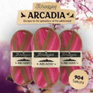 Scheepjes Arcadia 904 Sakura - rózsaszín-zöld gyapjú zoknifonal - wool sockyarn - 02