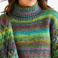 DMC Pirouette XL - rózsaszín-narancs-kék - színváltós fonal - self-striping yarn