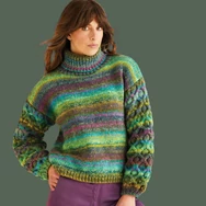 DMC Pirouette XL - rózsaszín-narancs-kék - színváltós fonal - self-striping yarn