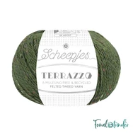 Scheepjes Terrazzo 710 Pera - sötétzöld gyapjú fonal - green tweed wool yarn