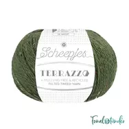 Scheepjes Terrazzo 710 Pera - sötétzöld gyapjú fonal - green tweed wool yarn