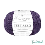 Scheepjes Terrazzo 730 Melanzana - padlizsán lila gyapjú fonal - eggplant purple tweed wool yarn