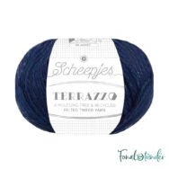 Scheepjes Terrazzo 731 Millennio - mélykék gyapjú fonal - deep blue tweed wool yarn