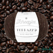 Scheepjes Terrazzo 749 Caffe Nero - kávébarna gyapjú fonal - brown tweed wool yarn - 2