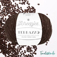 Scheepjes Terrazzo 749 Caffe Nero - kávébarna gyapjú fonal - brown tweed wool yarn - 2