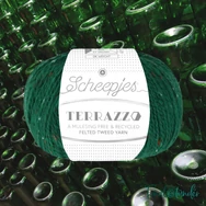 Scheepjes Terrazzo 759 Verde Bottiglia - sötétzöld gyapjú fonal - dark green tweed wool yarn