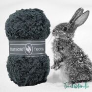 Durable Teddy 2237 Charocal - sötétszürke buklé fonal - dark gray hairy fluffy yarn - 02
