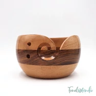 Durable Wooden Yarn Bowl - rózsafa és bükkfa fonaltartó tál - 15cm - 03