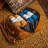 MUUD Cleo Project Bag - bőr kézimunka táska - kötéshez, horgoláshoz