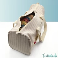 Scheepjes Knitbag - striped beige - Projekt Táska - csíkos vászon - kötéshez, horgoláshoz