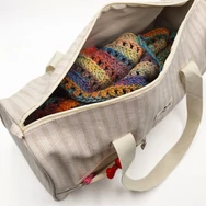 Scheepjes Knitbag - striped beige - Projekt Táska - csíkos vászon - kötéshez, horgoláshoz