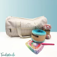 Scheepjes Knitbag - striped beige - Projekt Táska - csíkos vászon - kötéshez, horgoláshoz