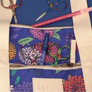 Bohin Blossoms Blue - project bag - kötős horgolós projekt táska