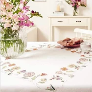 Rico Tablecloth - Cross stitch - White - 90x90cm - hímezhető kész asztalterítő