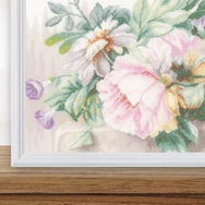 Lanarte Embroidery kit - Peonies - Bazsarózsák - keresztszemes hímzés csomag