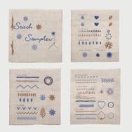Tulip Embroidery sampler book - 15 basic stitches blue - hímzés készlet