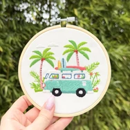 Milpoint California Dream modern hímzőkészlet fa hímzőkerettel / Milpoint California Dream modern embroidery kit with wooden hoop - Fonaltündér