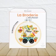 Milpoint Virágárus Kocsi modern hímzőkészlet fa hímzőkerettel / The Flowery Wheelbarrow embroidery kit with wooden hoop - Fonaltündér
