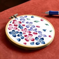 DMC Hydrangea - Punch Needle Kit - Hortenzia - hímzés készlet hímzőtollal