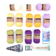 Citrom-Lila Vadvirág - crochet diy kit - fonal+eszköz csomag Citrom-Lila Vadvirág - crochet diy kit - fonal+eszköz csomag