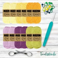 Citrom-Lila Vadvirág - crochet diy kit - fonal+eszköz csomag