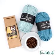 Kék Cappuccino - minta+fonal+kávé csomag - Blue Cappuccino - yarn + pattern + coffee box Kék Cappuccino - minta+fonal+kávé csomag - Blue Cappuccino - yarn + pattern + coffee box