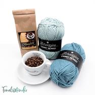 Kék Cappuccino - minta+fonal+kávé csomag - Blue Cappuccino - yarn + pattern + coffee box Kék Cappuccino - minta+fonal+kávé csomag - Blue Cappuccino - yarn + pattern + coffee box