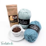 Kék Cappuccino - minta+fonal+kávé csomag - Blue Cappuccino - yarn + pattern + coffee box
