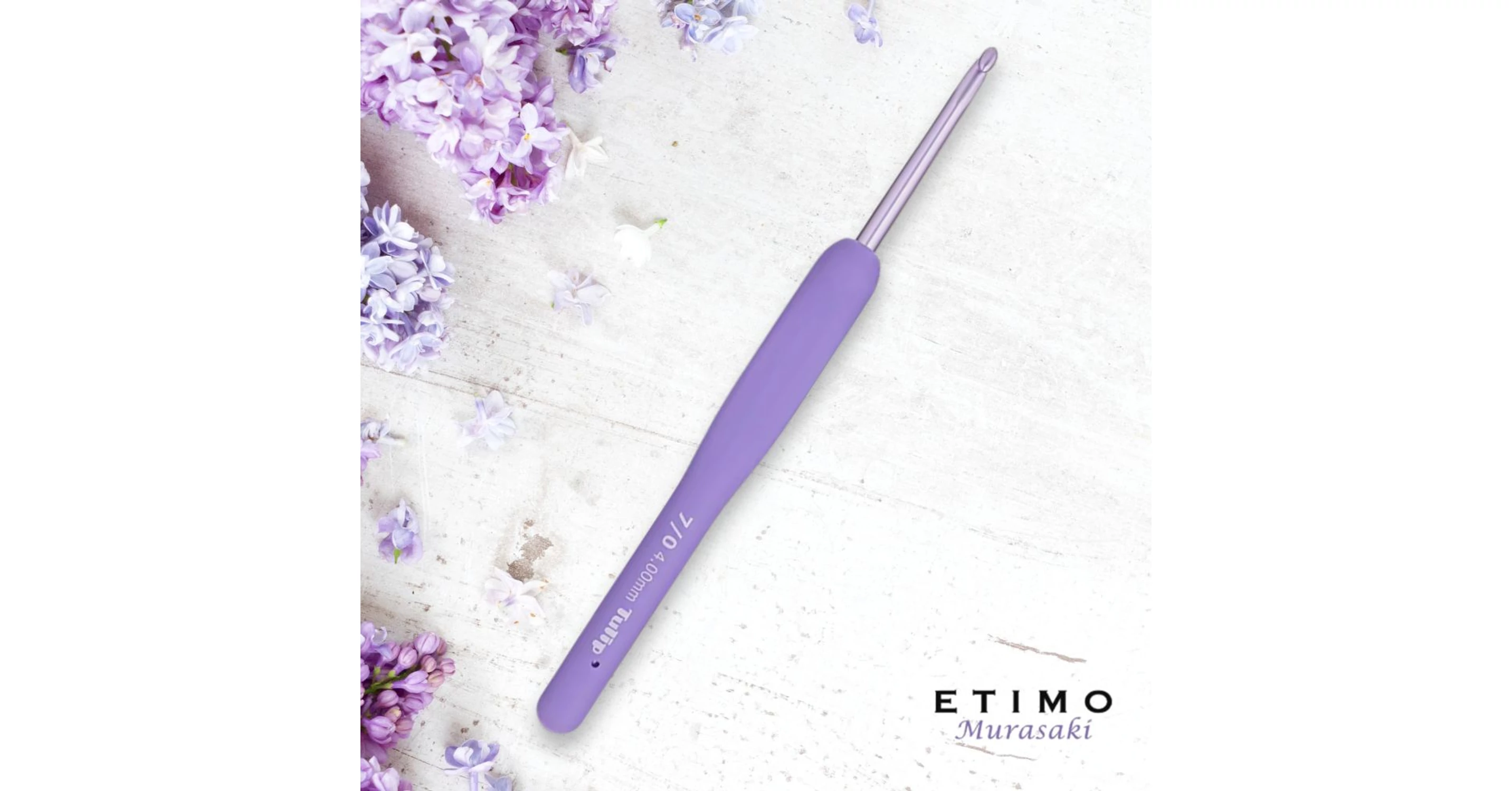 Tulip Etimo Murasaki 4mm crochet hook with soft grip made in Japan