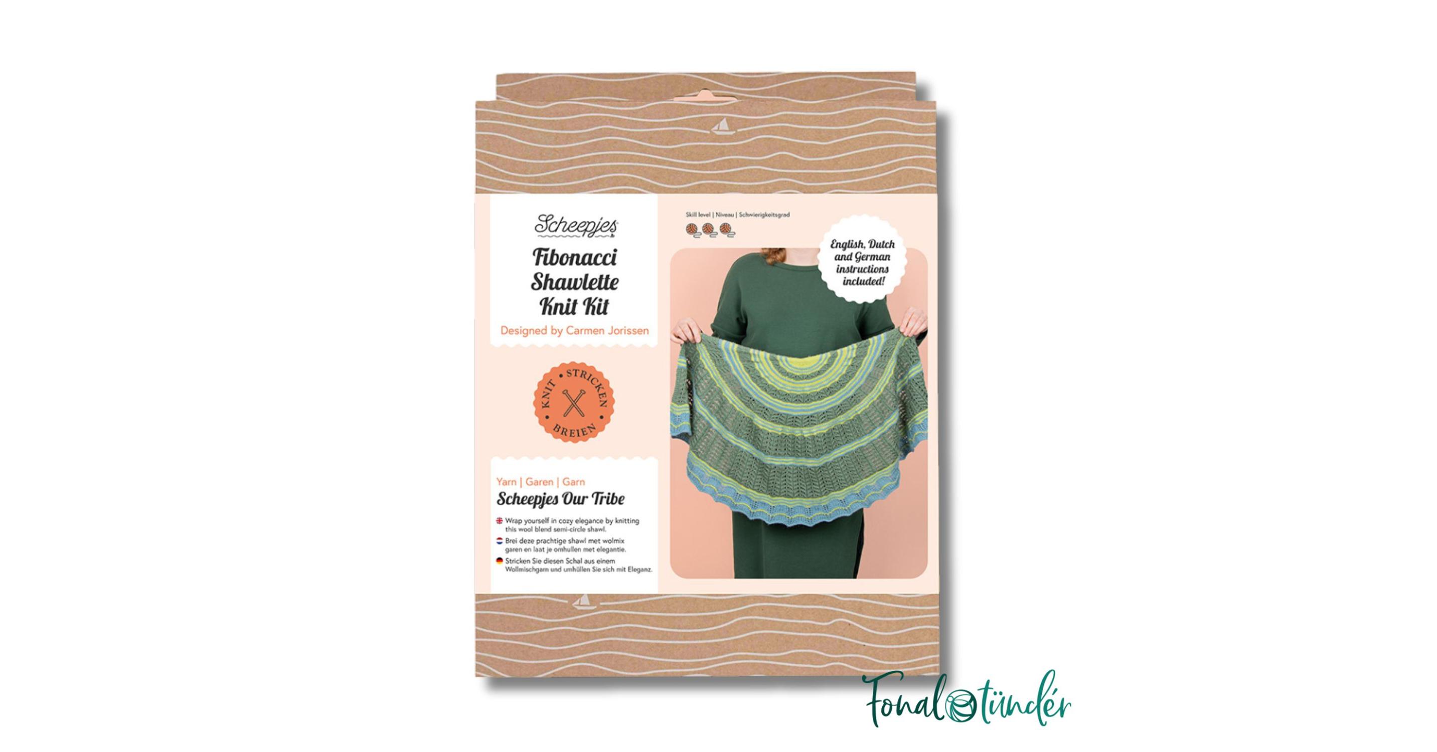 Scheepjes Fibonacci Shawlette knit kit with scheepjes Our Tribe yarn