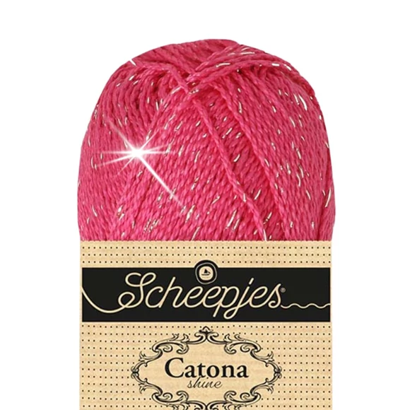 Scheepjes Catona Shine - 114 Shocking Pink - Gold - pamut fonal