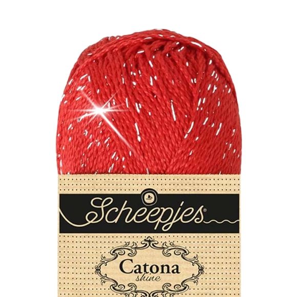 Scheepjes Catona Shine - 115 Hot Red - Gold - pamut fonal