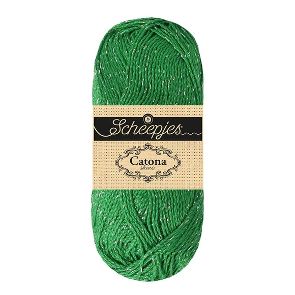 Scheepjes Catona Shine - 515 Emerald - Silver - csillogós pamut fonal
