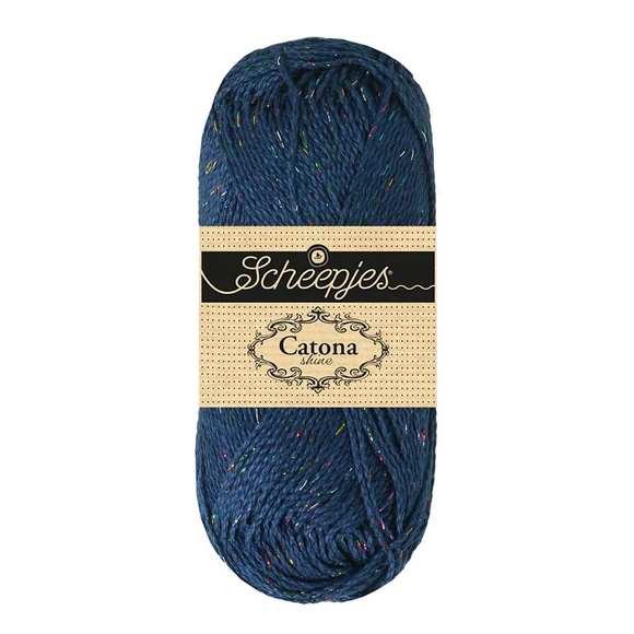 Scheepjes Catona Shine - 527 Midnight Rainbow - csillogó pamut fonal