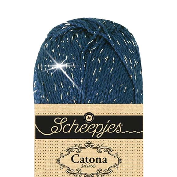 Scheepjes Catona Shine - 527 Midnight Silver - ezüstösen csillogó pamut fonal