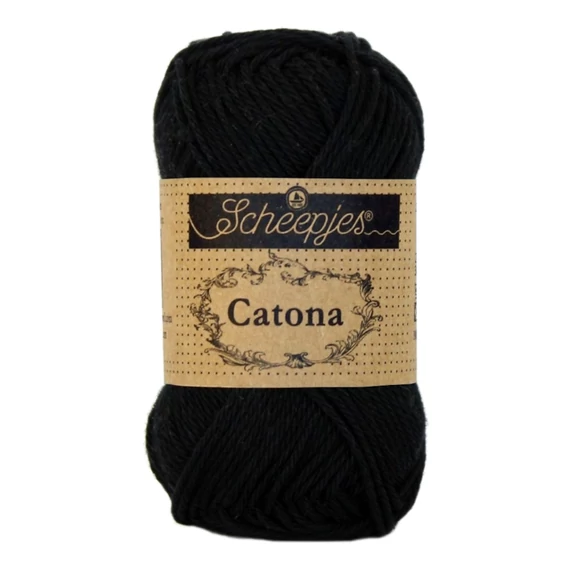 Scheepjes Catona 110 Jet Black - black - fekete - pamut fonal  - cotton yarn