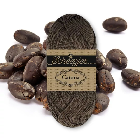 Scheepjes Catona 111 Cocoa Bean cotton yarn - mély étcsokoládé barna pamut fonal